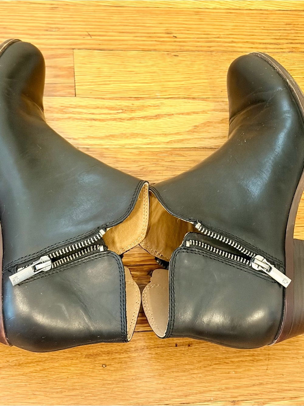 Lucky Brand Burklee Black Leather Ankle Boots Booties Goth Boho Woekwear 8.5